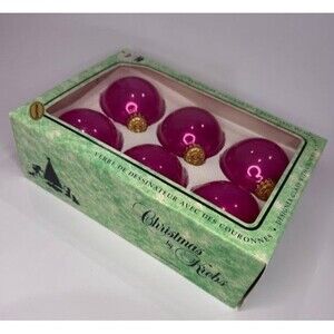 Vintage Krebs Glass Fuscia Glass Ornaments set of 6